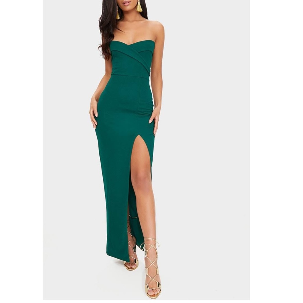 NWT Emerald Green Bandeau Folded dress
